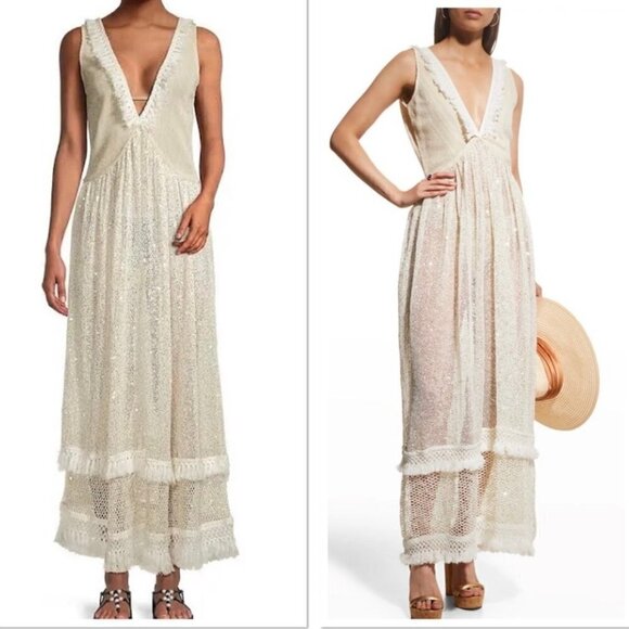 NWT Ramy Brook Gessie V-Neck Crochet Maxi Dress S - Picture 2 of 9